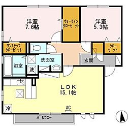 レディーバード 2LDKの間取図画像