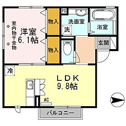 ウィット八橋 1LDKの間取図画像