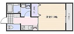盛林レジデンスB 1Kの間取図画像