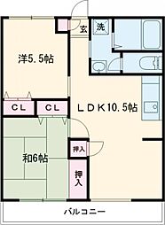ロイヤルハイツ宇土 2LDKの間取図画像