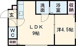 ロコベルソ月寒東 3階1LDKの間取り