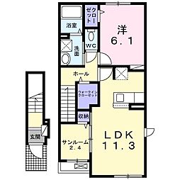 メゾンド吉井 1LDKの間取図画像