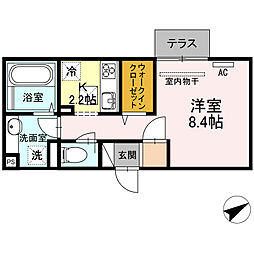 D-room城野 1Kの間取図画像
