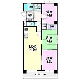 コスモ2大地ビル 3LDKの間取図画像