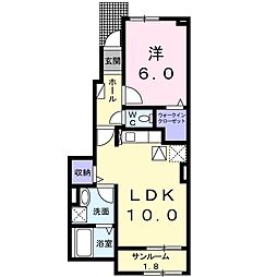 プルミエール　吉浜I 1階1LDKの間取り