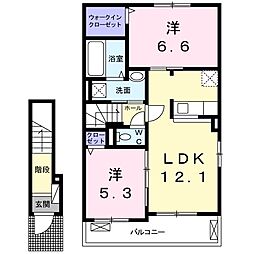 スカイハウス 2LDKの間取図画像