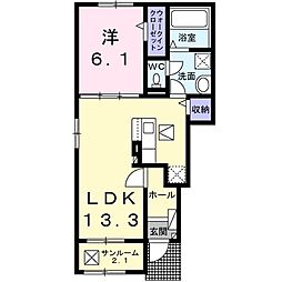 ブラウニー 1LDKの間取図画像
