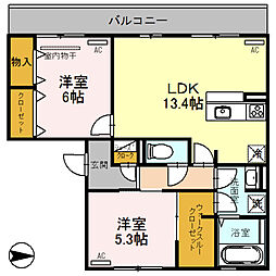 グランシャリオニッコー 2LDKの間取図画像