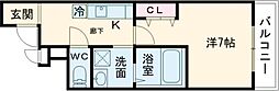 フジパレス鳳中町サウス 1Kの間取図画像