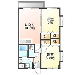 IBS国分マンション 2LDKの間取図画像