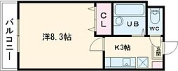 モア草津 1Kの間取図画像