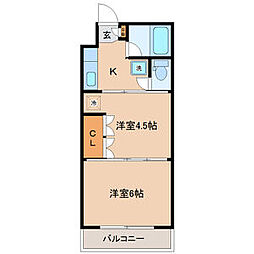 イーグルハイツ1高松 2Kの間取図画像