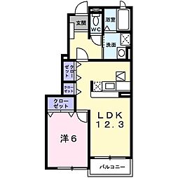 コンフォートA 1LDKの間取図画像