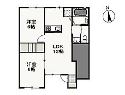 サンプラザスマイルC 2LDKの間取図画像