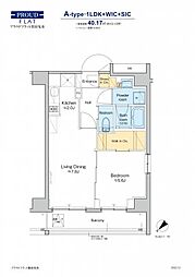 プラウドフラット墨田曳舟 1LDKの間取図画像