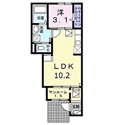 グランスターツB 1LDKの間取図画像