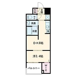 WORVE大阪本町 1DKの間取図画像