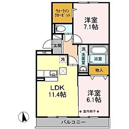 コンフォートM 2LDKの間取図画像