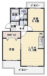パークフロント 2LDKの間取図画像