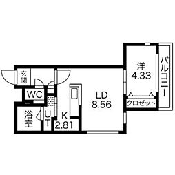 ChateauLifeTeine1 1LDKの間取図画像