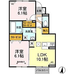 ヴィラ湯長谷B 2LDKの間取図画像