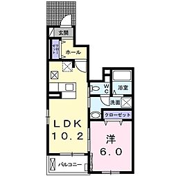 ニコヴィラージュA 1LDKの間取図画像