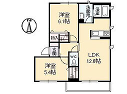 ラフィーヌA 2LDKの間取図画像