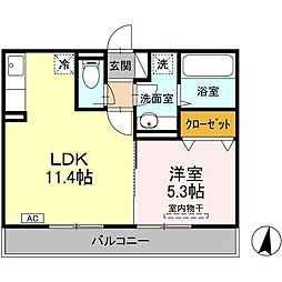 イース黒崎 1LDKの間取図画像