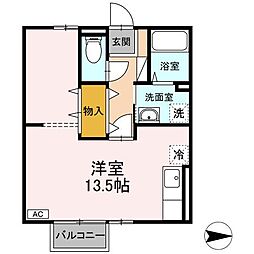 ラフィーネK ワンルームの間取図画像