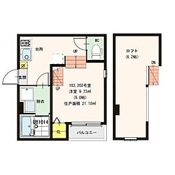 グランリーフ 1Kの間取図画像