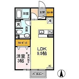 モナリエT 1LDKの間取図画像