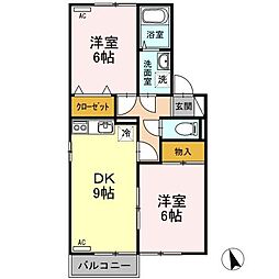 サンライズ・タカA 2DKの間取図画像