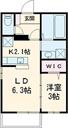 パナ・ハイツ見川B 1SKの間取図画像