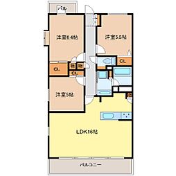 アデグランツ藤が丘 3LDKの間取図画像