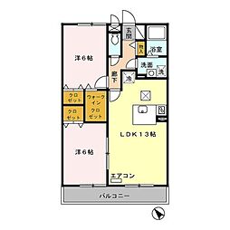 フォリオ春日部 2LDKの間取図画像