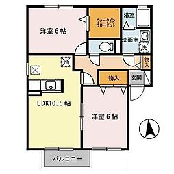 フォンテーヌA 2LDKの間取図画像