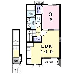 リーゼB 1LDKの間取図画像