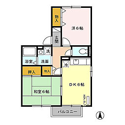セジュールグリーンB 2DKの間取図画像