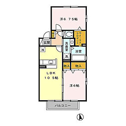 ル・メユール諸江 2LDKの間取図画像
