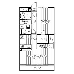 アモール悠 1LDKの間取図画像