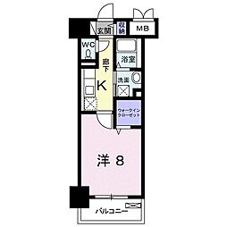 メゾンラフレシール 1Kの間取図画像