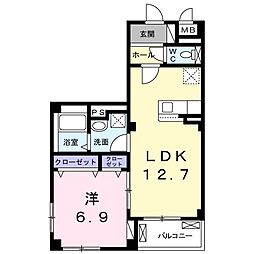 アルバスファースト 1LDKの間取図画像