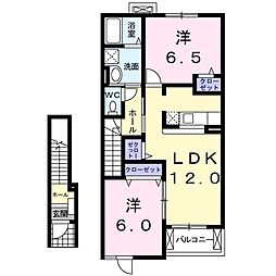 リバーサイドMA 2LDKの間取図画像