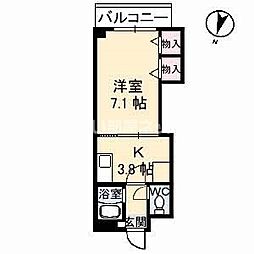 グリーンハウス 1Kの間取図画像