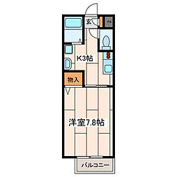 レヴァンテ 2階1Kの間取り