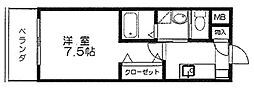 ベルパーク2 1Kの間取図画像