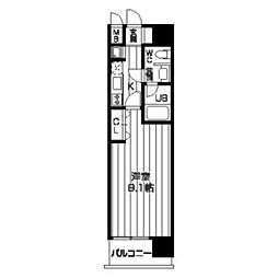 レジディア京町堀 1Kの間取図画像