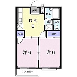 エルディム蘭 2DKの間取図画像