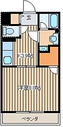 ベルコリーヌ2 1Kの間取図画像