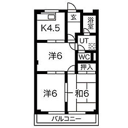 ロイヤル美浜 3DKの間取図画像